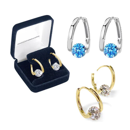 Small hoop earrings featuring a centerpiece zirconia that sparkles like a diamond—available in three colors: Gold / Silver / Ocean Blue ✨💎