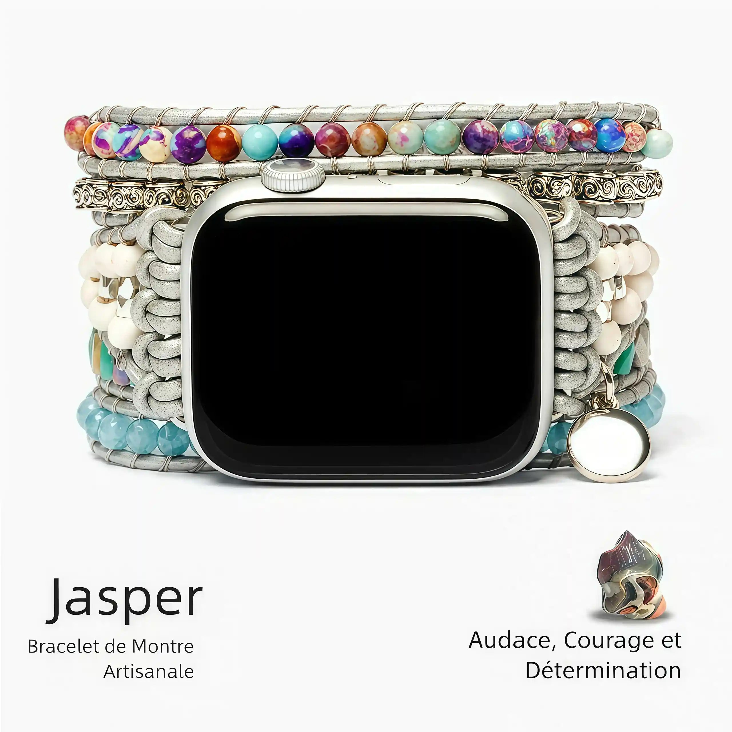 Bracelet de protection en jaspe océan pour Apple Watch