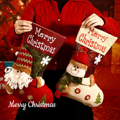 TeakVita Voice Blessing Large Christmas Candy Bag, Santa Snowman Stocking Gift -