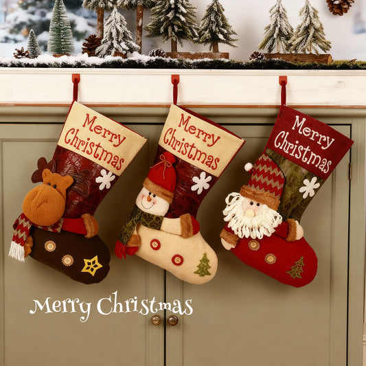 TeakVita Voice Blessing Large Christmas Candy Bag, Santa Snowman Stocking Gift -