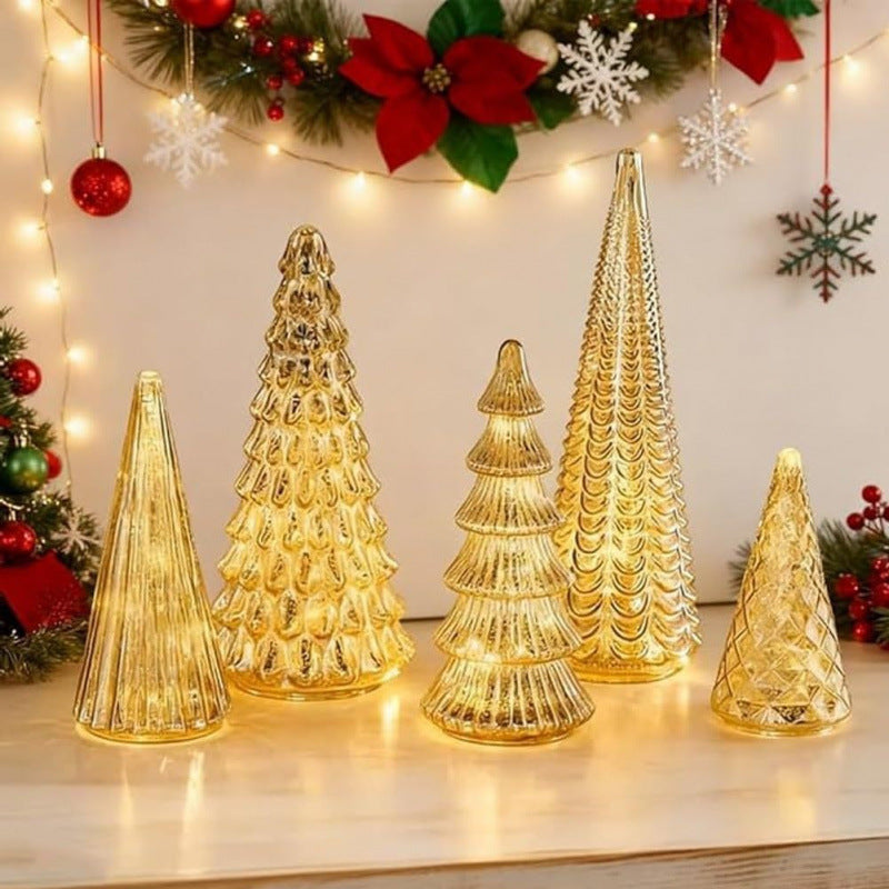 BFF Collection Set of 5 Illuminated Mercury Glass Trees