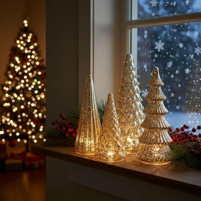 BFF Collection Set of 5 Illuminated Mercury Glass Trees