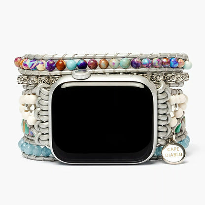 Bracelet de protection en jaspe océan pour Apple Watch